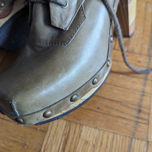 Fluevog Faith Conviction Boots - Olive Green - Picture 3 of 5